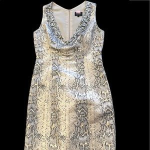Laundry metallic snake skin dress with bejeweled neckline. Worn once